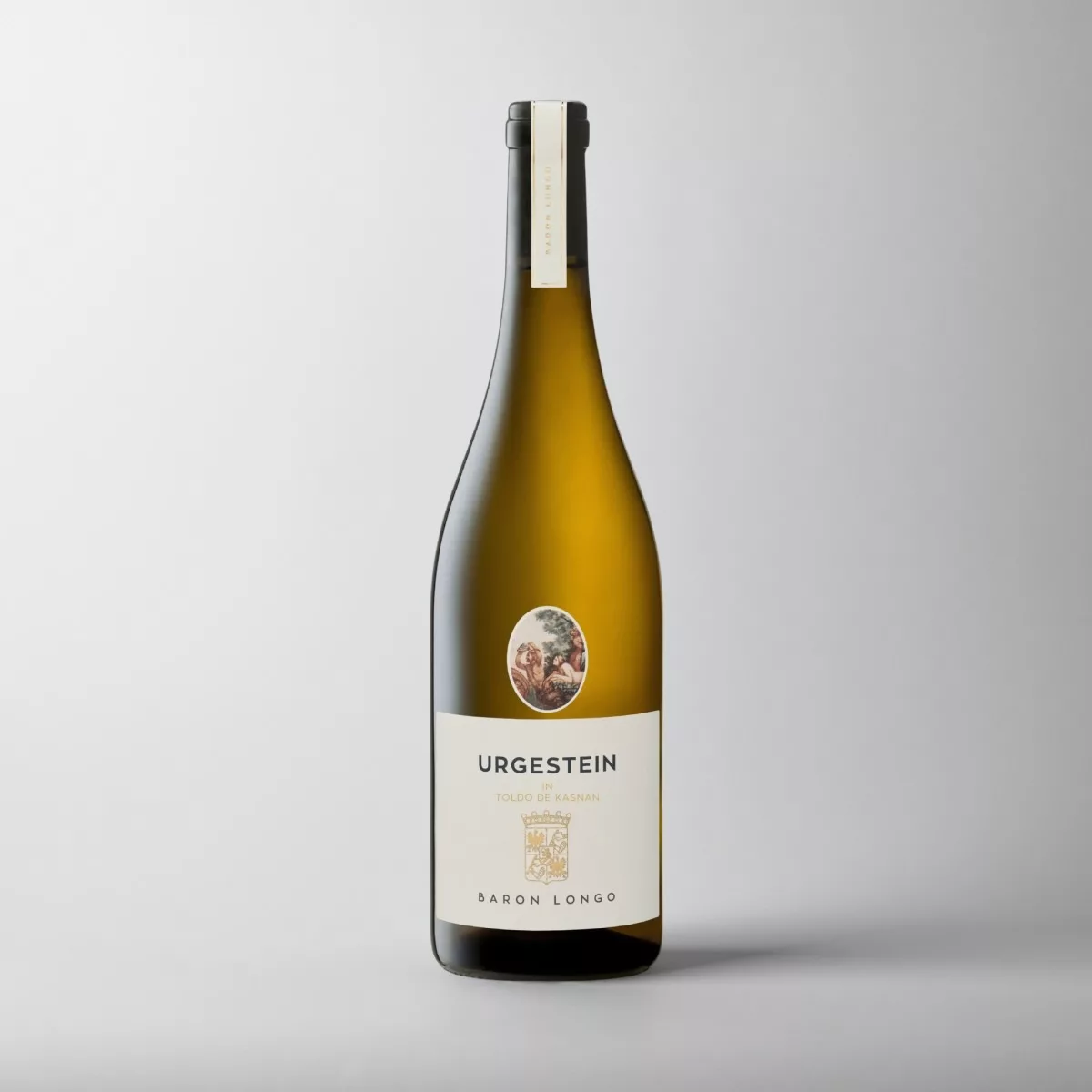 baron-longo-sauvignon-blanc-urgestein Baron Longo Urgestein in Toldo de Kasnan Sauvignon Blanc 0,75l fles, witte achtergrond