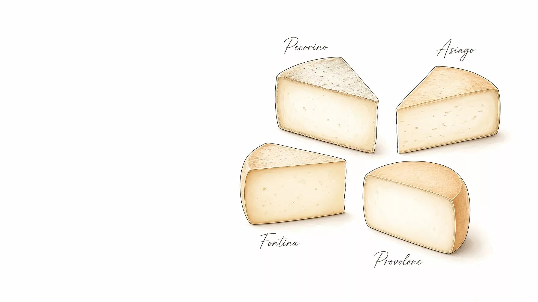 Middeloude Pecorino, Asiago, Fontina, Provolone